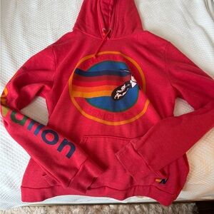 Aviator Nation Red Hoodie with Multicolor Logo